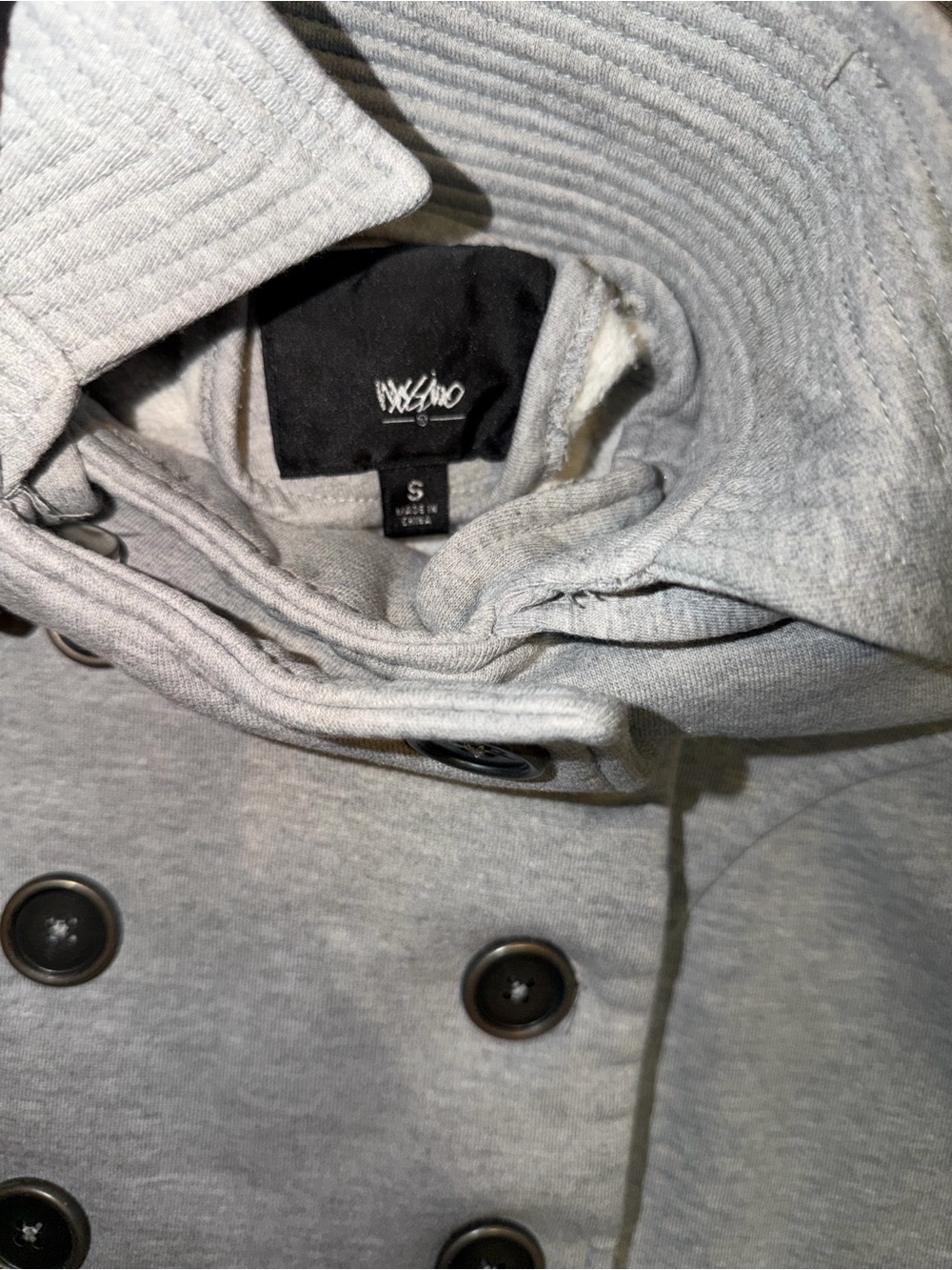 Mossimo Small cotton Button Up button Hooded jacket Grey - Picture 5 of 6